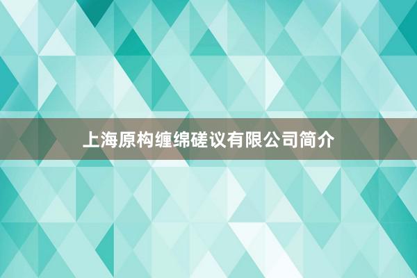 上海原构缠绵磋议有限公司简介