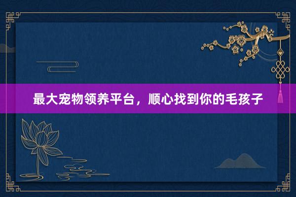 最大宠物领养平台，顺心找到你的毛孩子